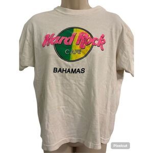 Vintage 90’s Hard Rock Cafe Bahamas White with Neon Colors. Size Medium